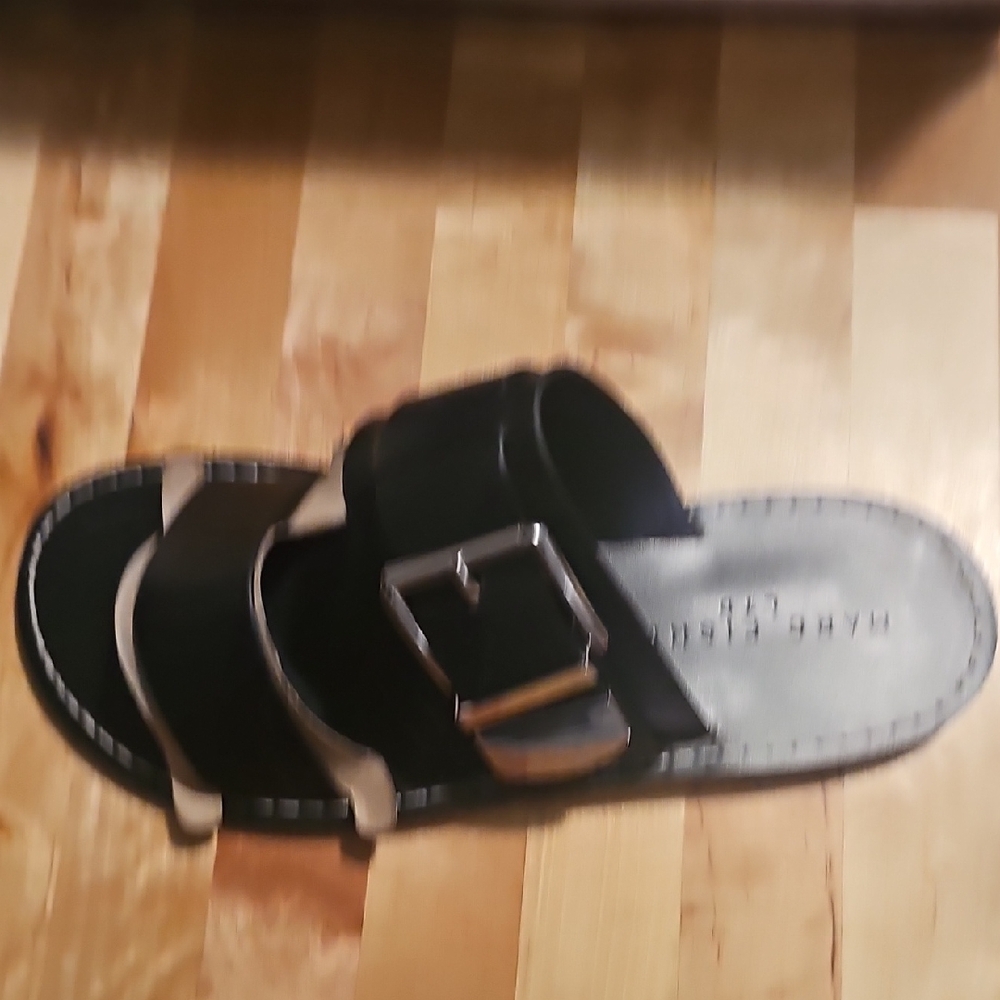 Marc Fisher Black Slide Sandals with Buckle